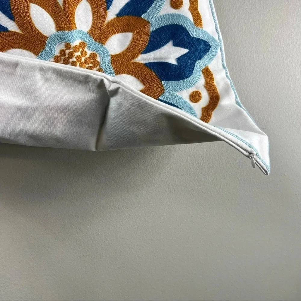 COTTON embroidered mandala style pillow case 17.5